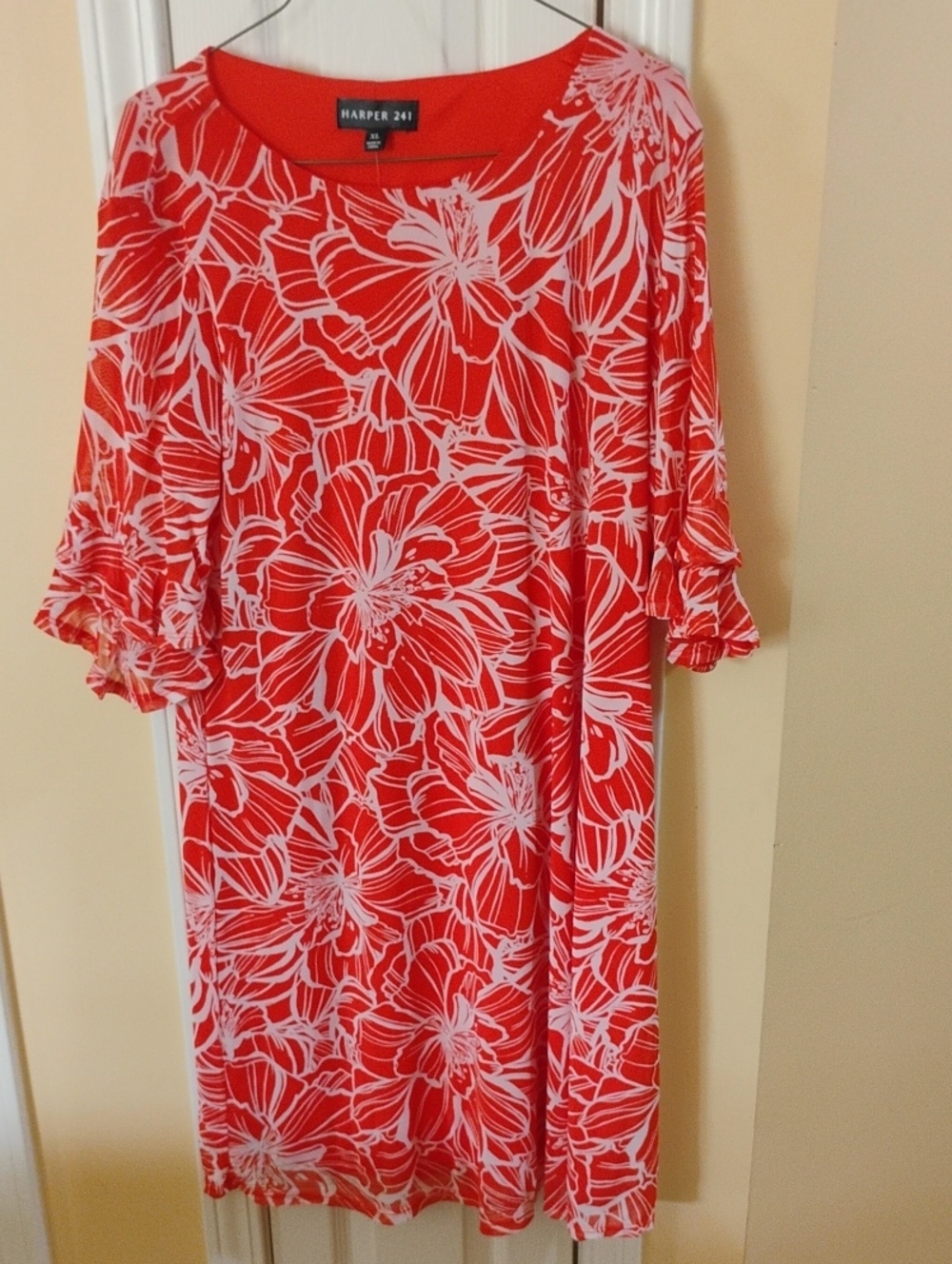 Harper Red and White Floral Midi Dress